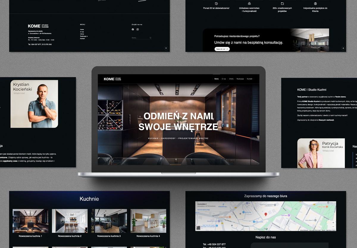 Projekt strony www – realizacja dla Kome Studio Kuchni