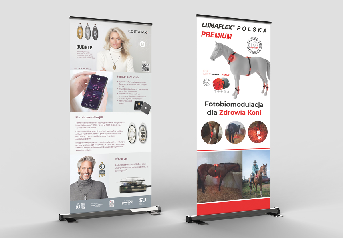 Projekt i druk rollupów dla Trener Pema Biohacking