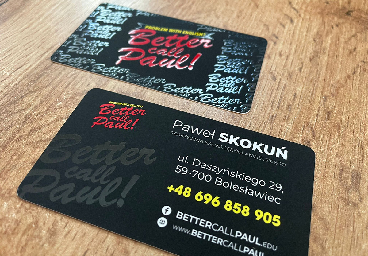 Wizytówki dla szkoły językowej Bette Call Paul